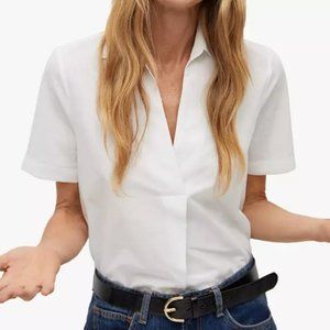 Mango Lluna Short Sleeve Shirt, White